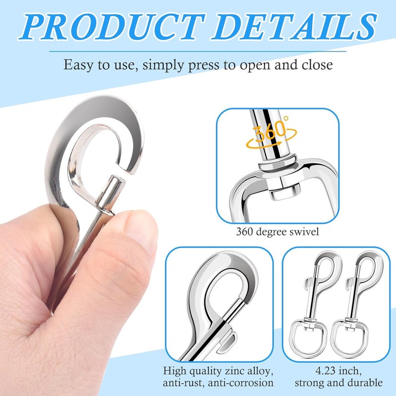 ERKOON Extra Large 4.23 Inch Swivel Eye Bolt Snap Hooks 220Lbs Load Capacity Zinc Alloy Single Ended Flag Clips Heavy Duty Trigger Bolt Hooks (2 Pack) - Image 4